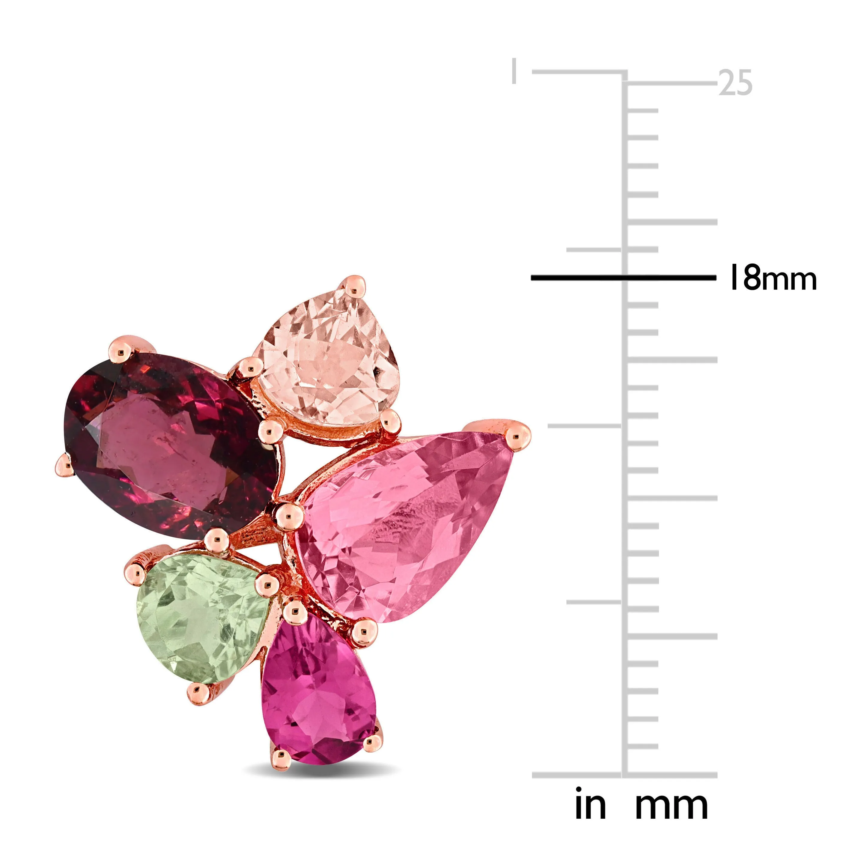 Multi-Color Tourmaline Cluster Stud Earrings
