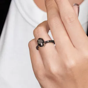Musta Magia - Oval  Black Diamond Engagement Ring- Black Diamond Natural Black Diamond Oval Engagement Ring in Rose Gold