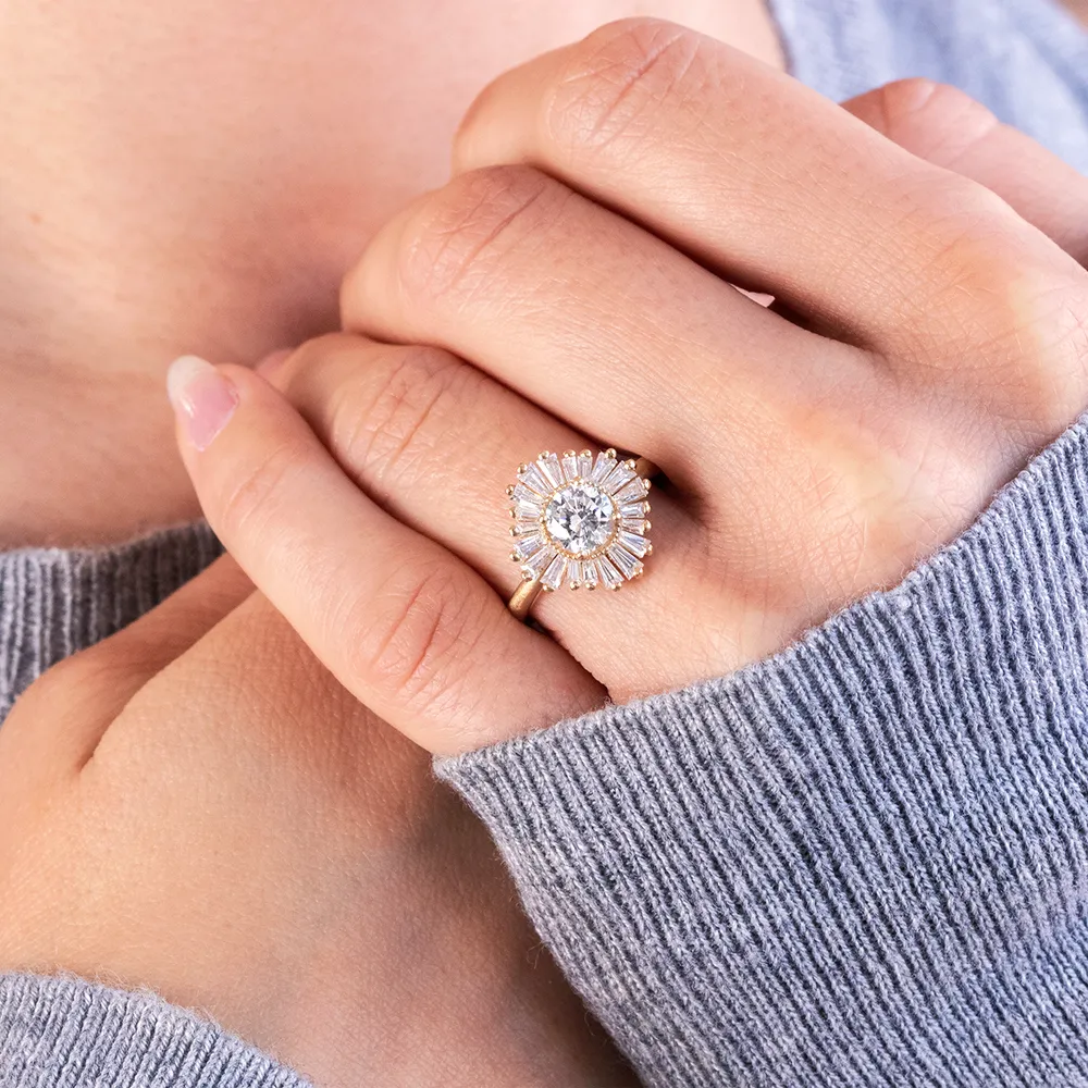 Natalia ~ Baguette Halo Ring