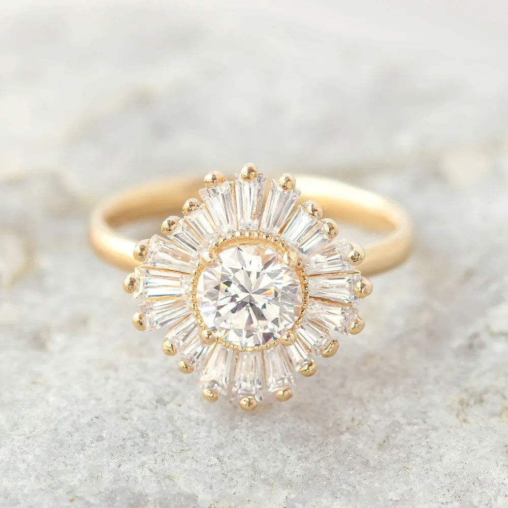 Natalia ~ Baguette Halo Ring