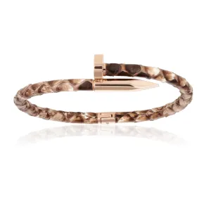 Natural Python Bracelet with Rose Gold Nail Unisex