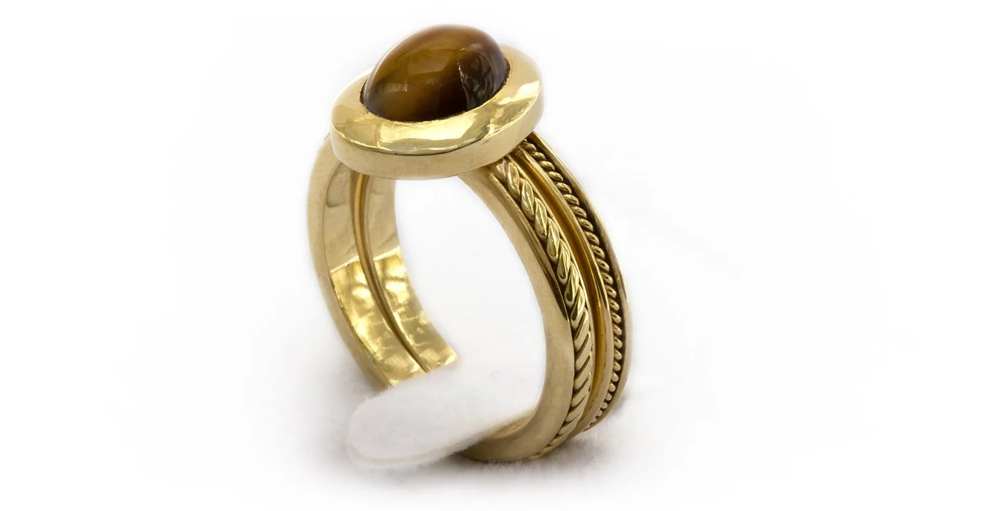 Neto - filigree solitaire engagement ring, Tiger eye