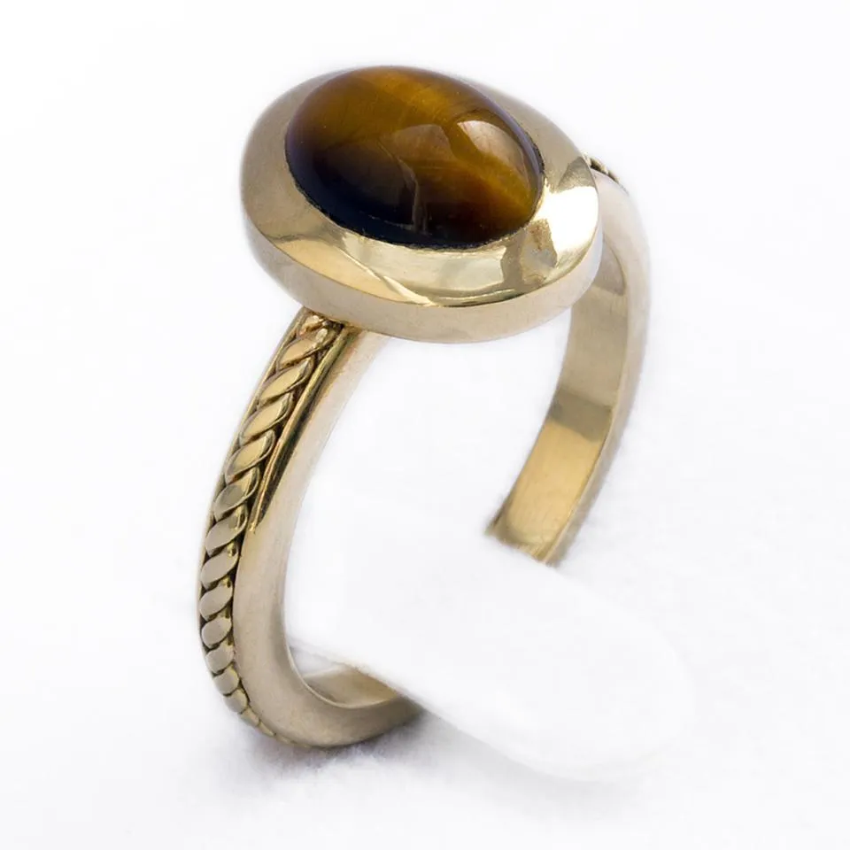 Neto - filigree solitaire engagement ring, Tiger eye