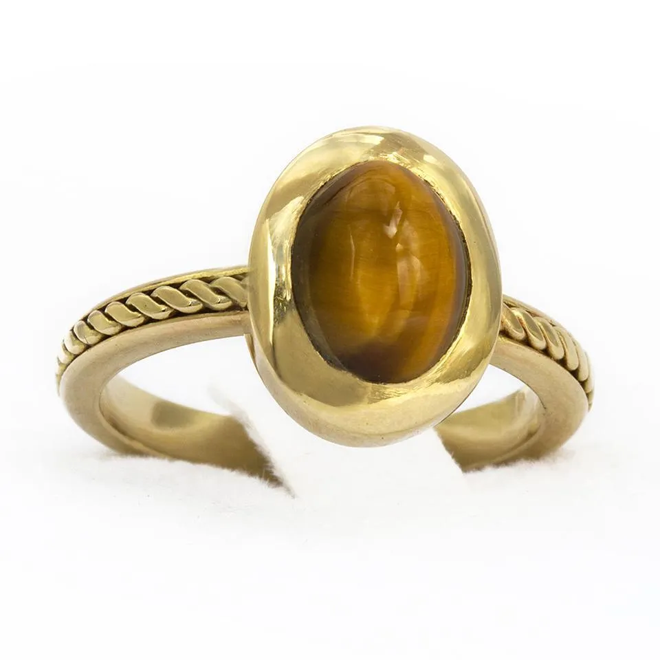 Neto - filigree solitaire engagement ring, Tiger eye