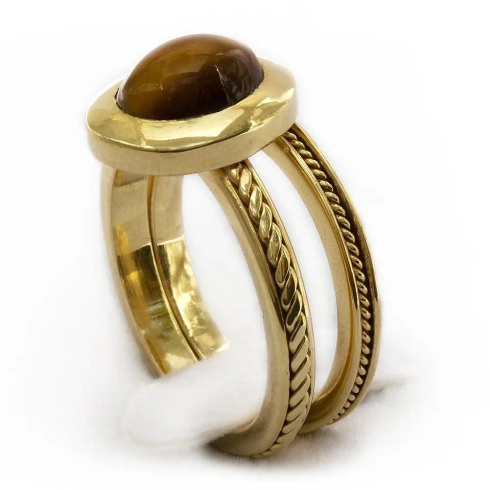 Neto - filigree solitaire engagement ring, Tiger eye