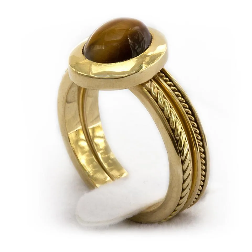 Neto - filigree solitaire engagement ring, Tiger eye