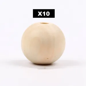 New 10 Piece 25mm Unfinished Wooden Lead-Free Charms Wood Beads Round Balls Necklace Accessories Loose Beads