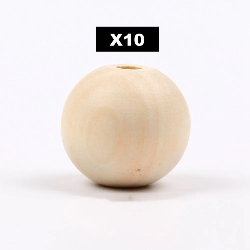 New 10 Piece 25mm Unfinished Wooden Lead-Free Charms Wood Beads Round Balls Necklace Accessories Loose Beads