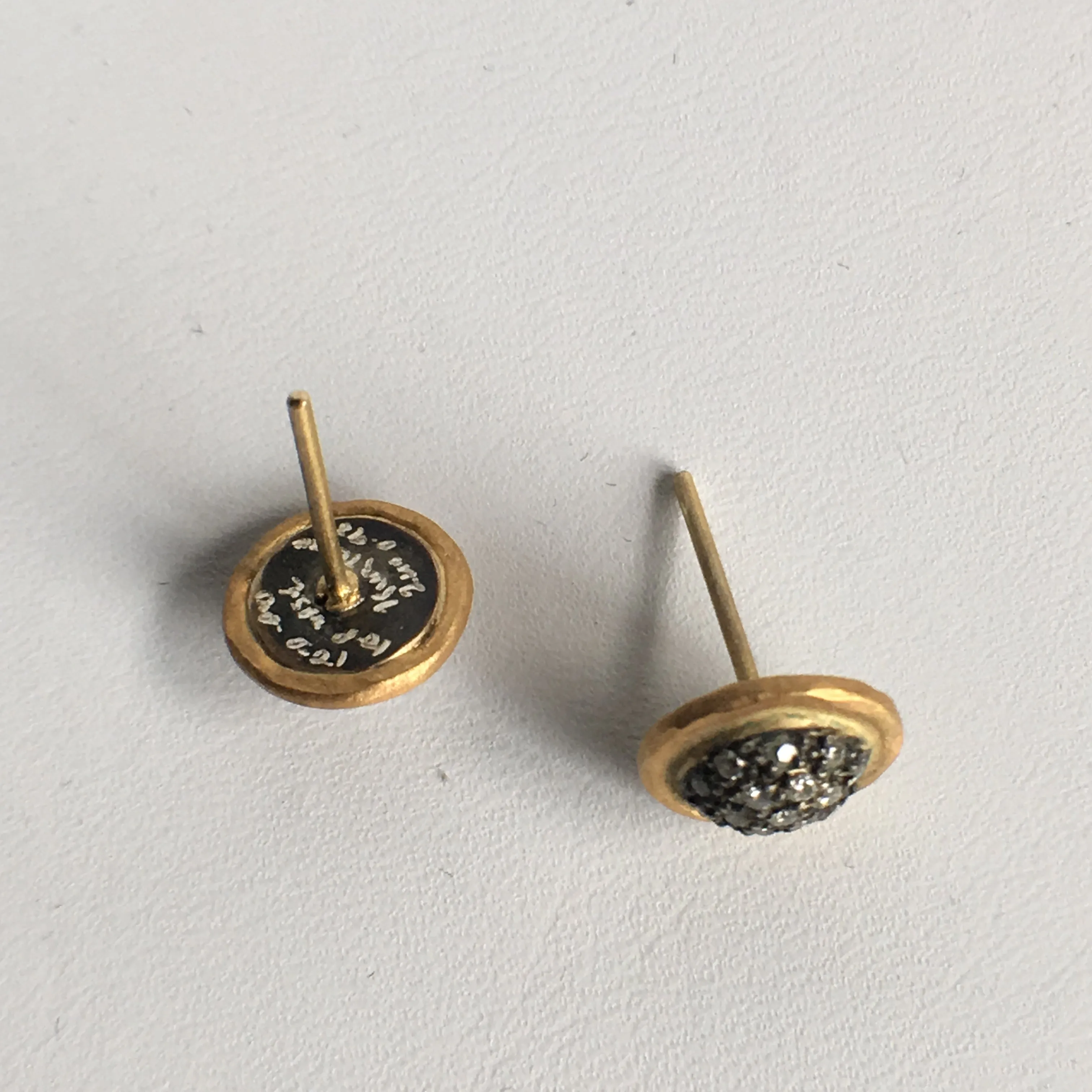 New- Diamond cluster stud earrings, mixed metal