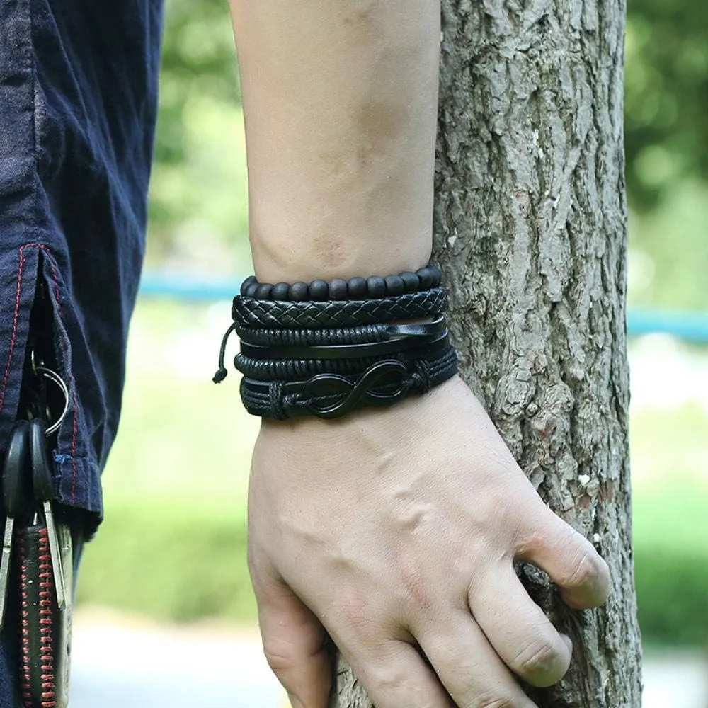 NEW Retails $79, Wrap Bracelet Vintage Suit Woven Leather Handmade Bracelets for Men Women Unisex Punk Wristbands Wrist Rope