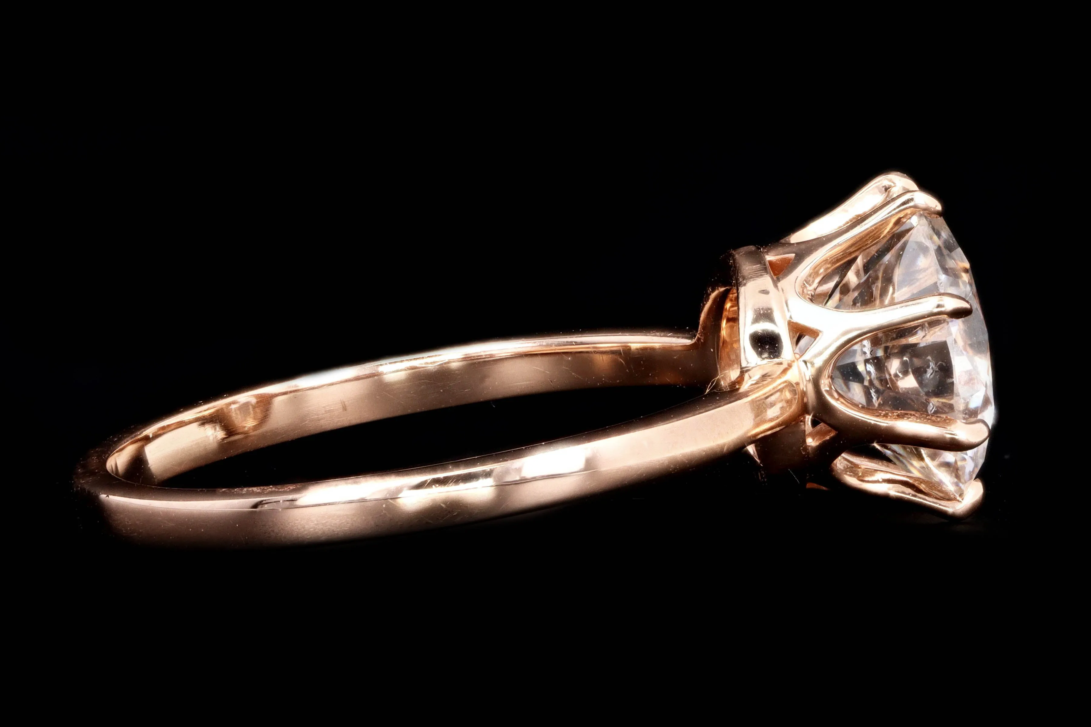 New Vintage Inspired 18K Rose Gold 2.30 Carat Round Brilliant Diamond Engagement Ring GIA Certified