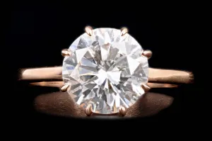 New Vintage Inspired 18K Rose Gold 2.30 Carat Round Brilliant Diamond Engagement Ring GIA Certified