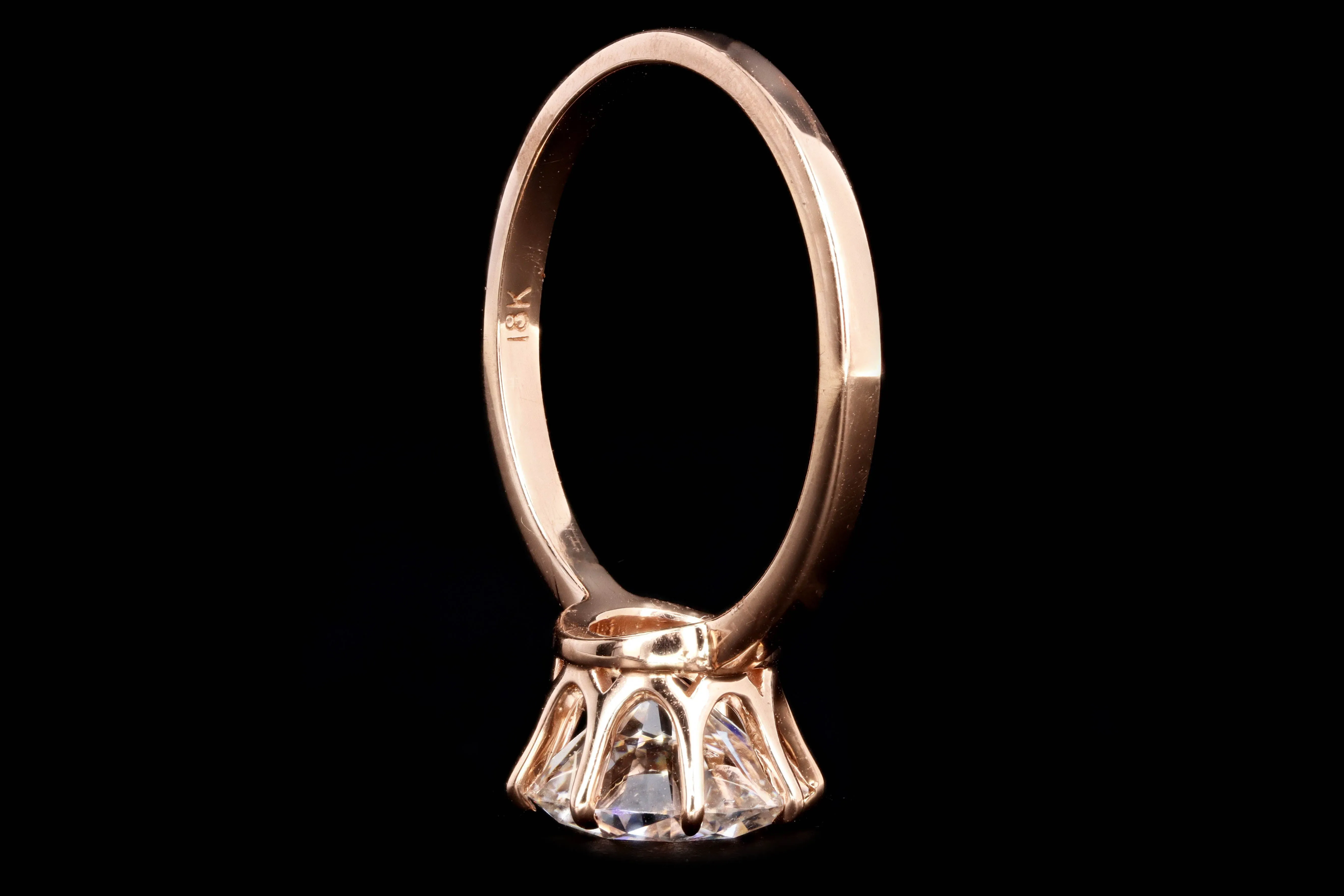 New Vintage Inspired 18K Rose Gold 2.30 Carat Round Brilliant Diamond Engagement Ring GIA Certified