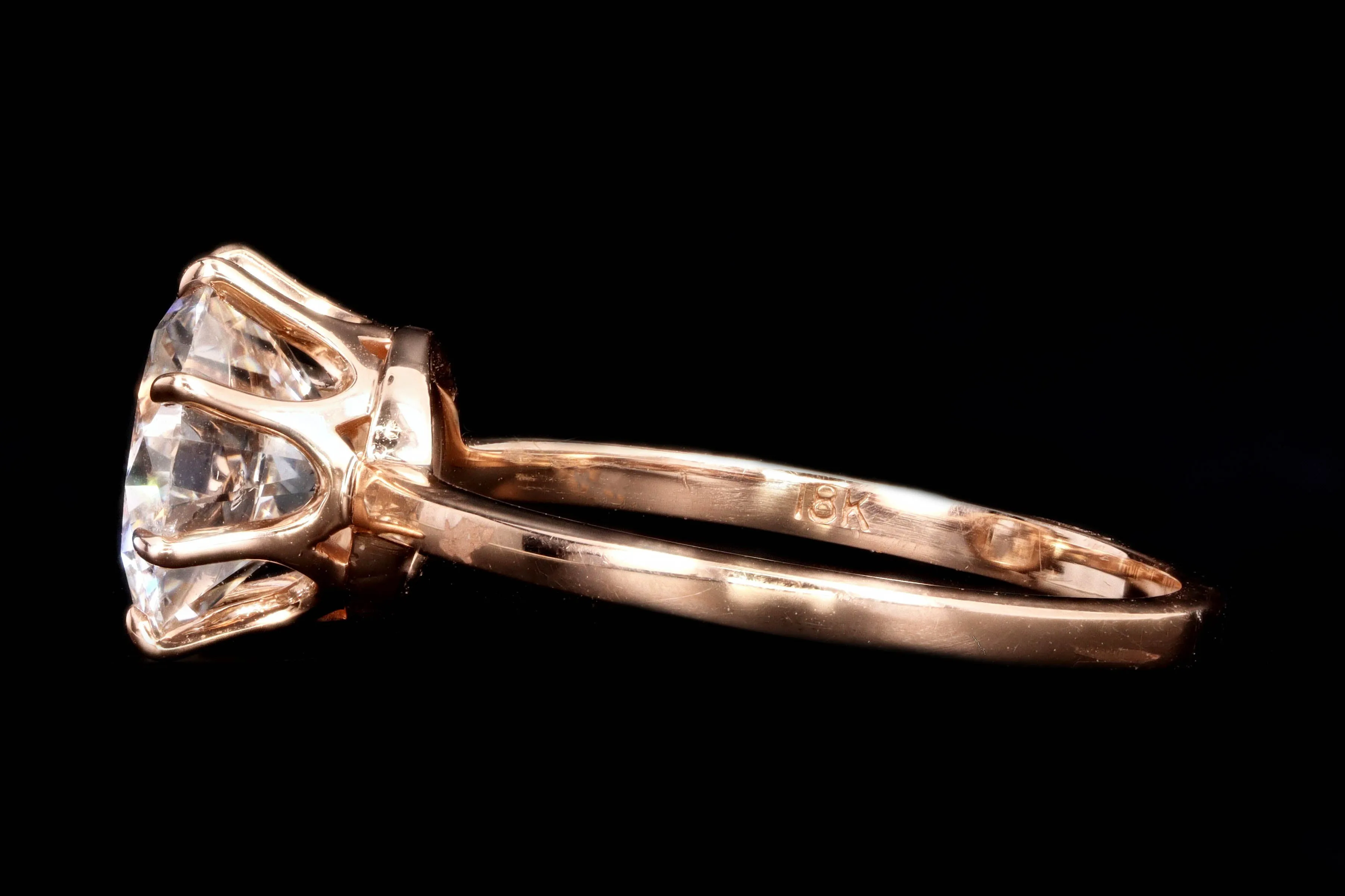 New Vintage Inspired 18K Rose Gold 2.30 Carat Round Brilliant Diamond Engagement Ring GIA Certified