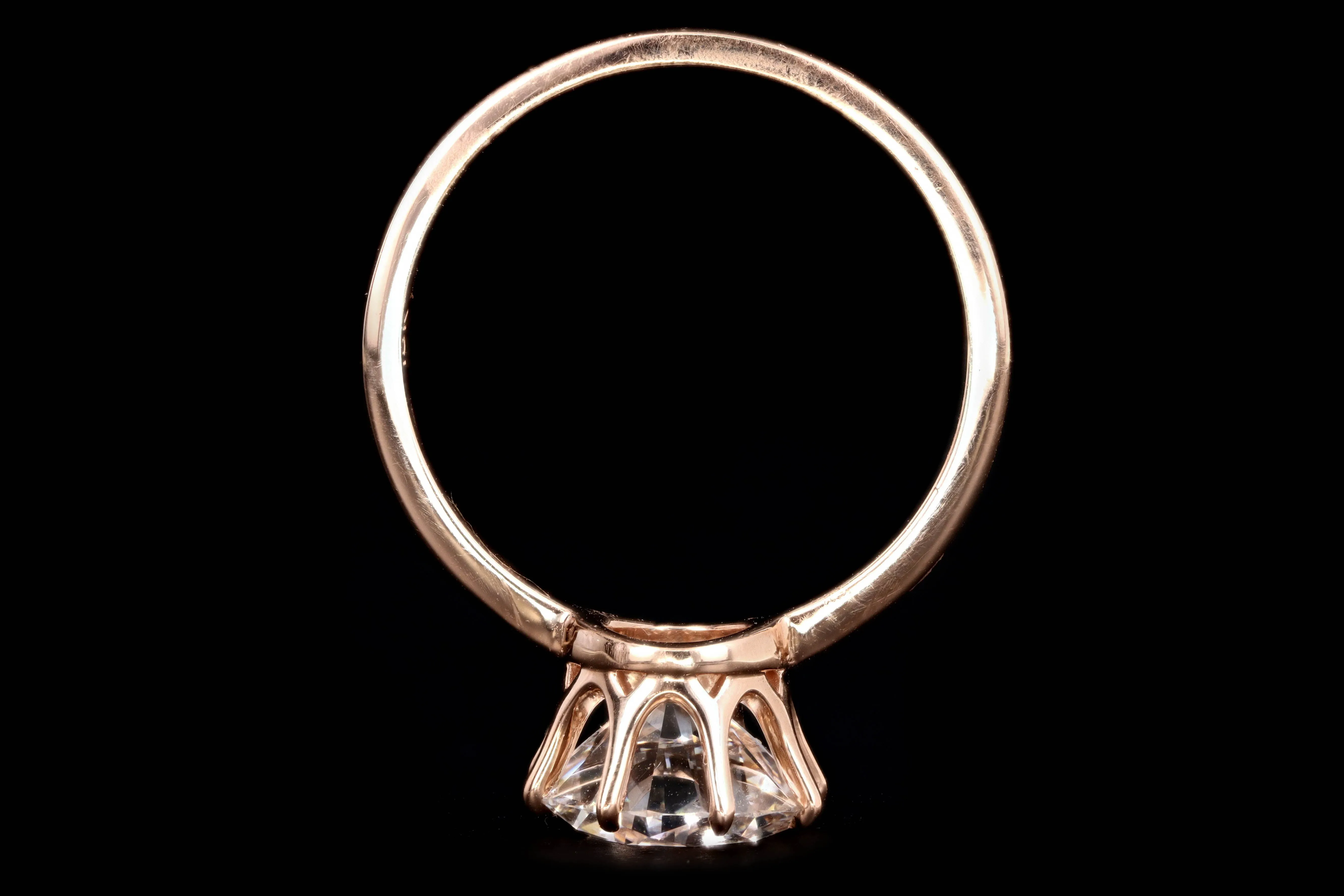 New Vintage Inspired 18K Rose Gold 2.30 Carat Round Brilliant Diamond Engagement Ring GIA Certified