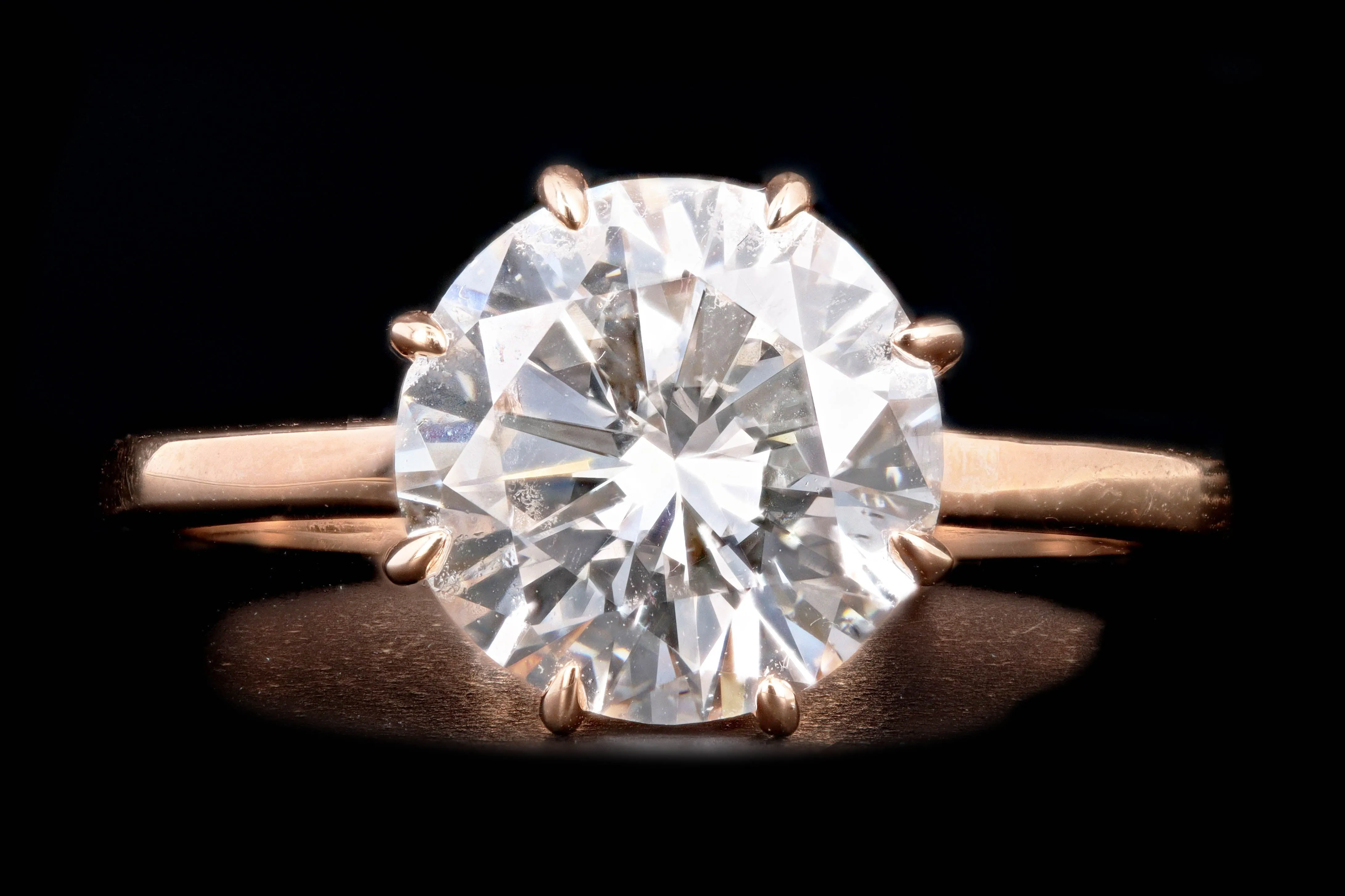 New Vintage Inspired 18K Rose Gold 2.30 Carat Round Brilliant Diamond Engagement Ring GIA Certified