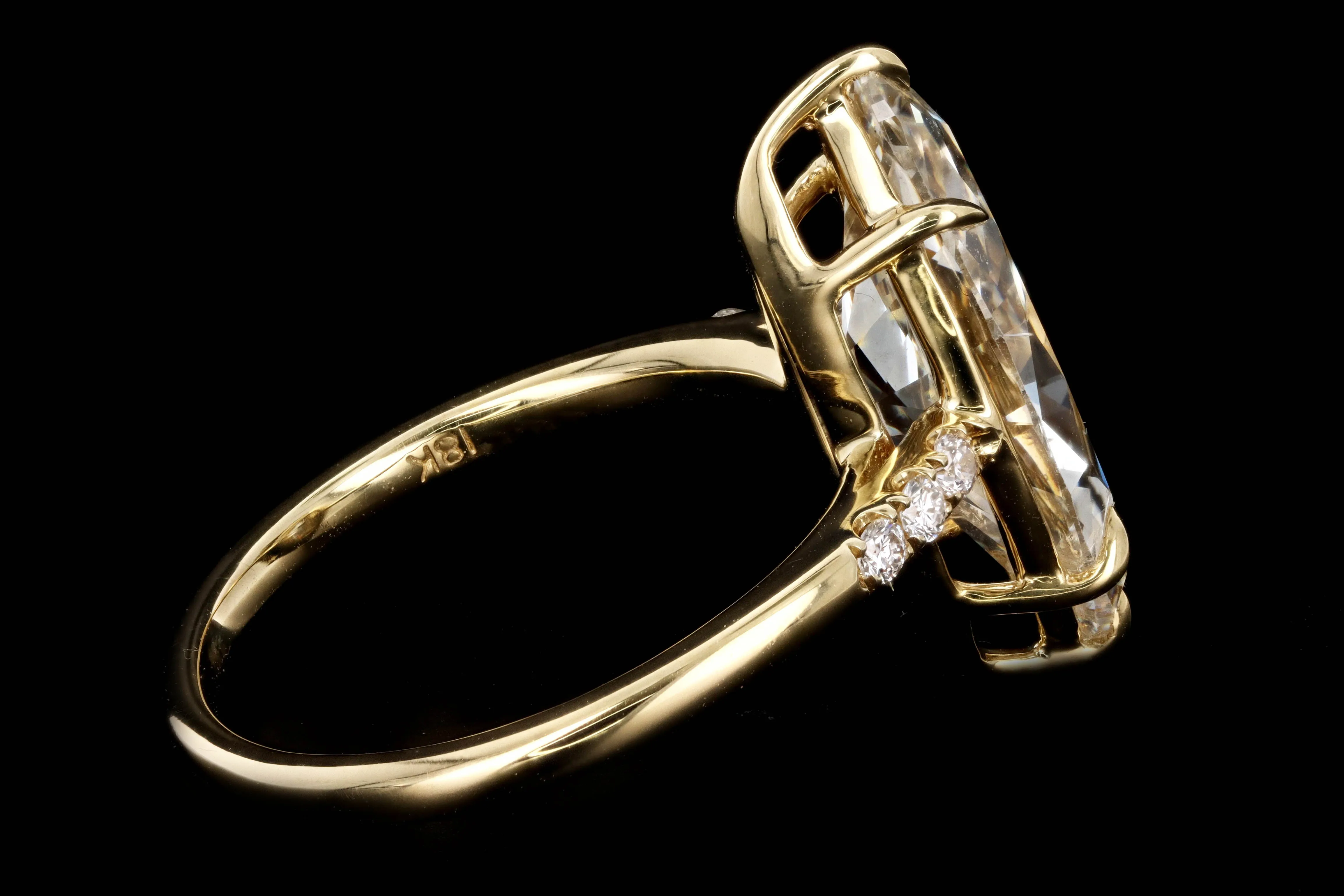 New Vintage Inspired 18K Yellow Gold 4.63 Carat Marquise Cut Diamond Engagement Ring GIA Certified