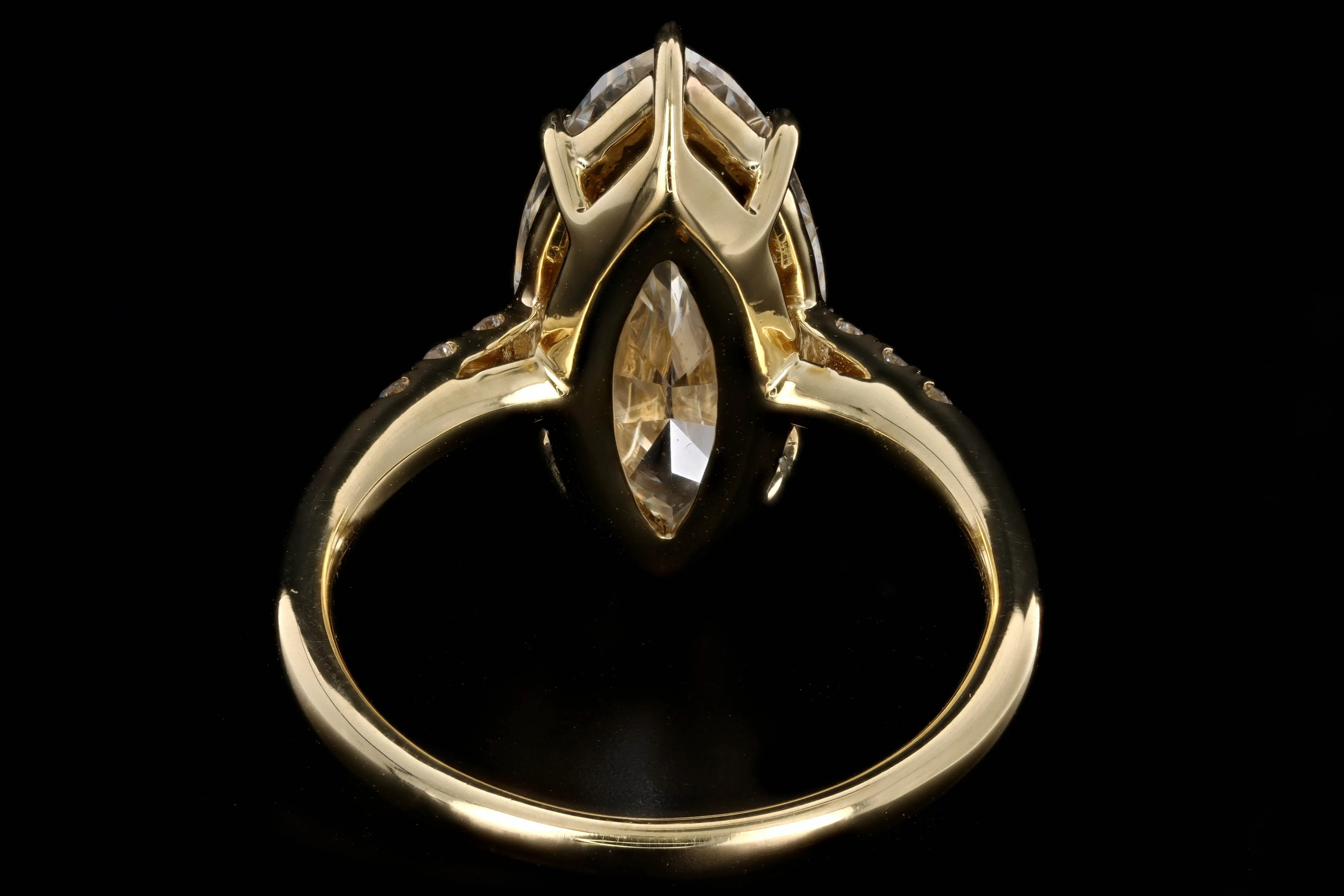 New Vintage Inspired 18K Yellow Gold 4.63 Carat Marquise Cut Diamond Engagement Ring GIA Certified