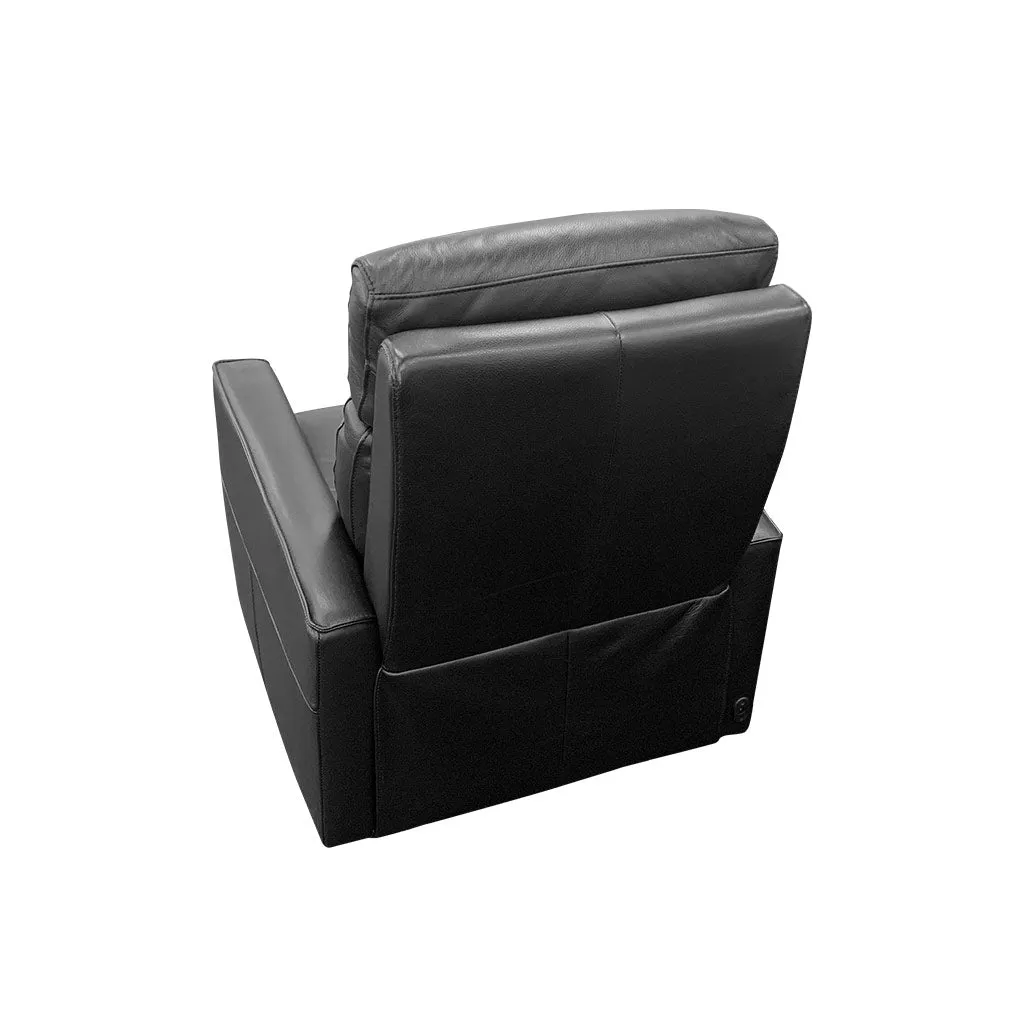 Nice Electric Rocker Recliner with Battery Pack - Black Full Grain Leather