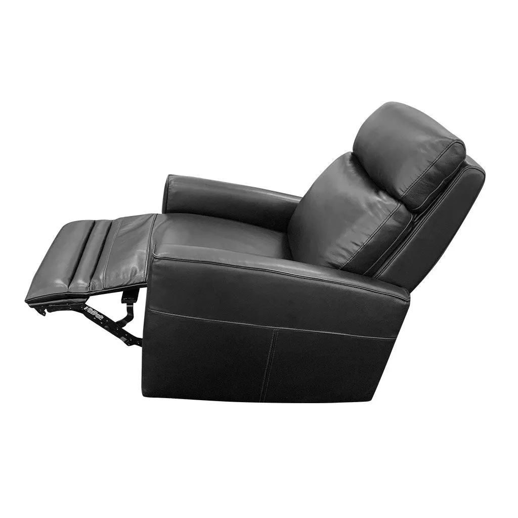 Nice Electric Rocker Recliner with Battery Pack - Black Full Grain Leather