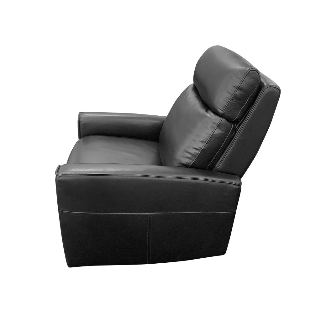 Nice Electric Rocker Recliner with Battery Pack - Black Full Grain Leather