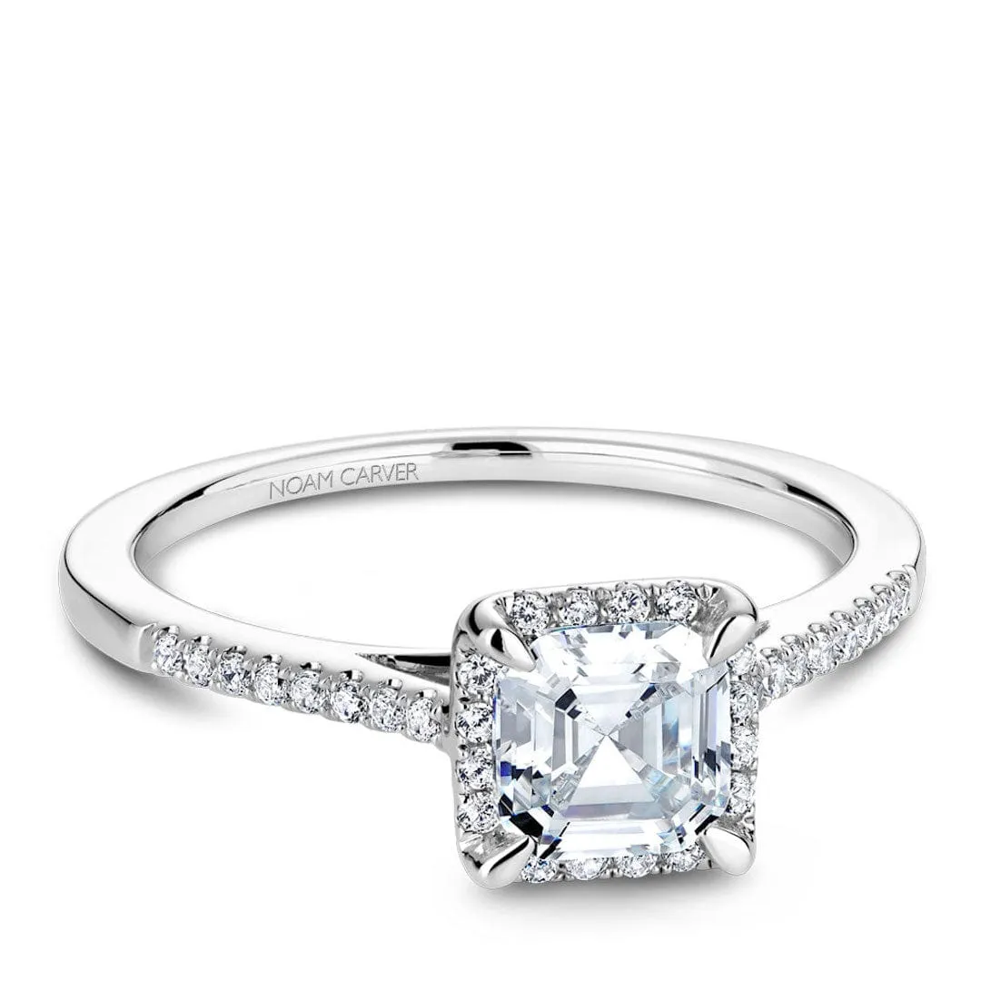 Noam Carver 14kt White Gold 0.74ct Princess Halo with Cut Corner Claws