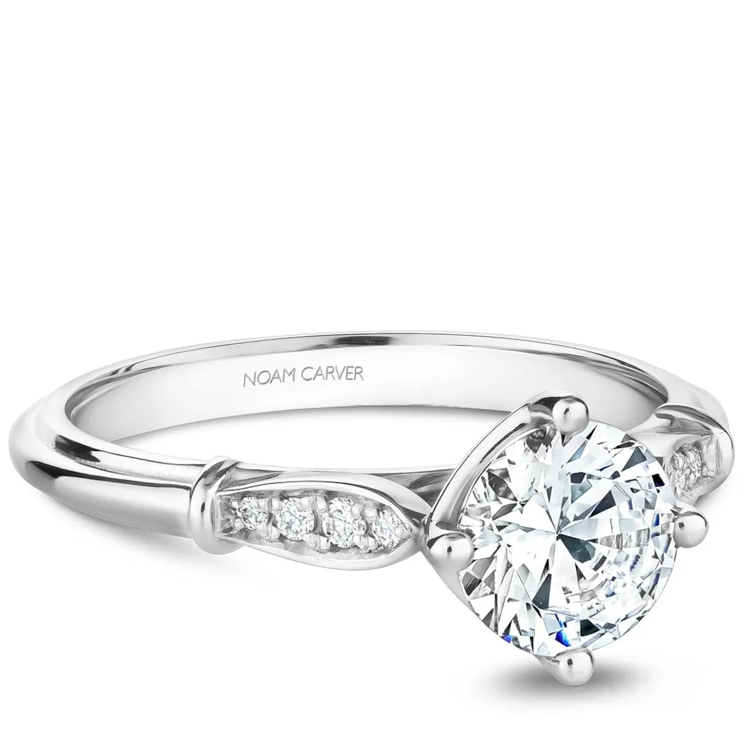 Noam Carver 14kt White Gold Round Solitaire with Shoulder Diamonds