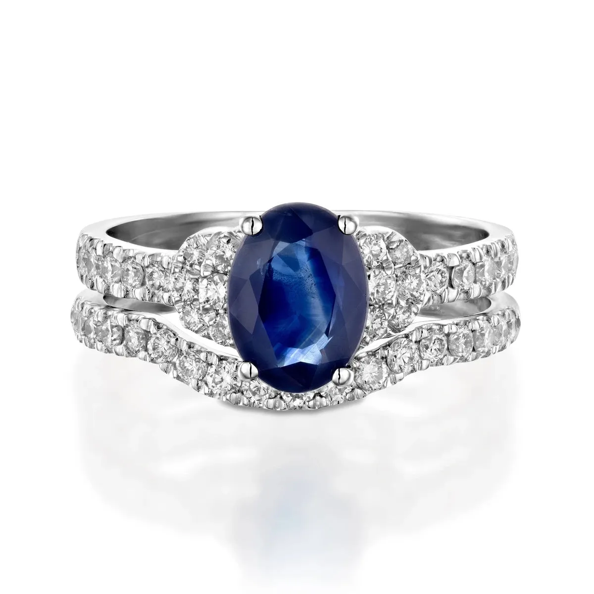 Non traditional sapphire engagement ring set