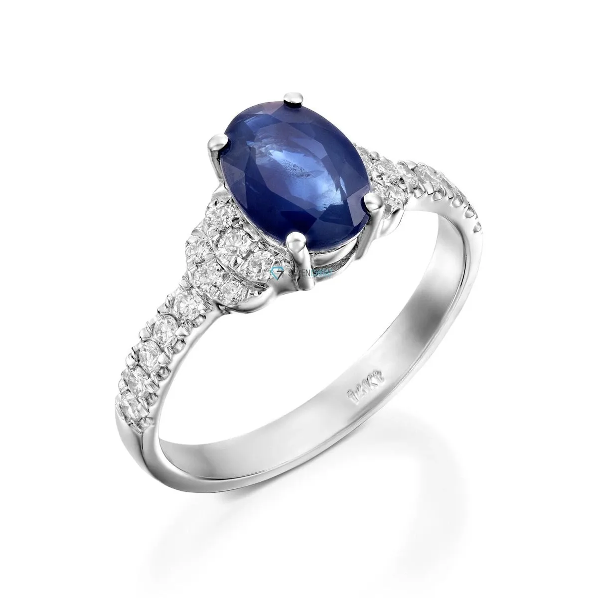 Non traditional sapphire engagement ring set