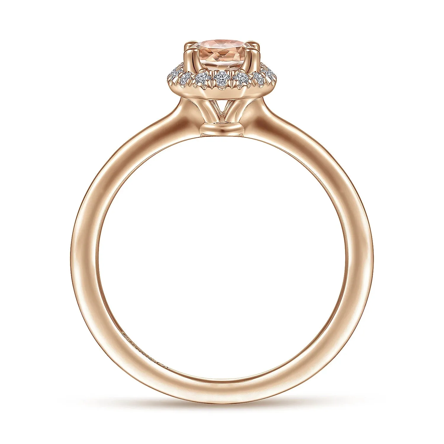 Octagonal Diamond Halo Round Morganite Ring