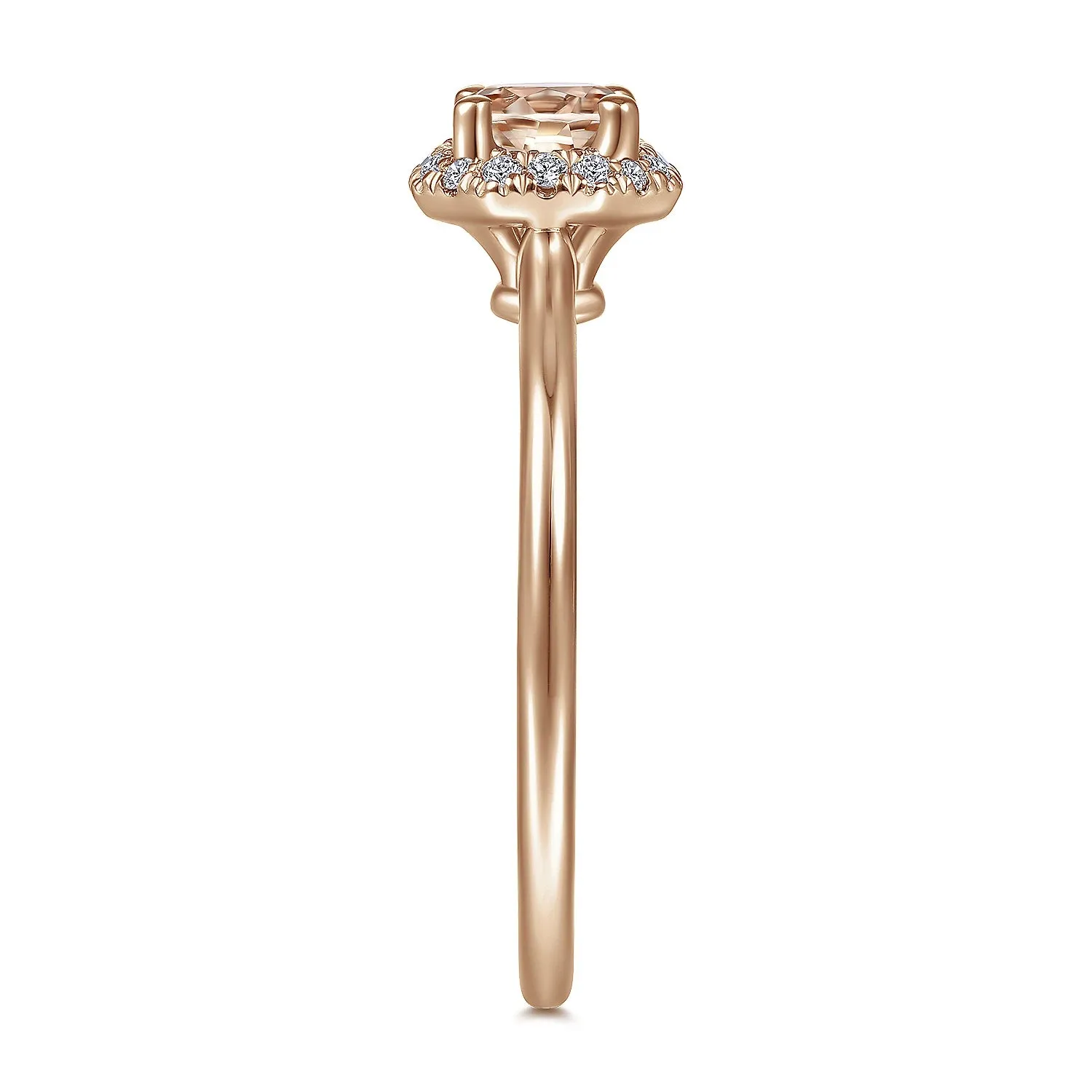 Octagonal Diamond Halo Round Morganite Ring