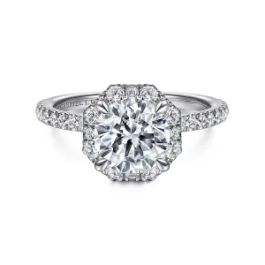 Octagonal Halo Round Diamond Engagement Ring Mounting