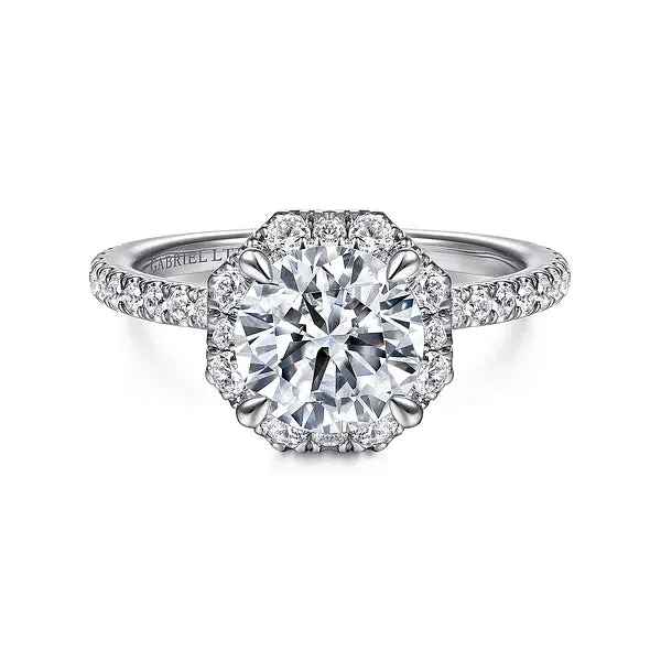 Octagonal Halo Round Diamond Engagement Ring Mounting