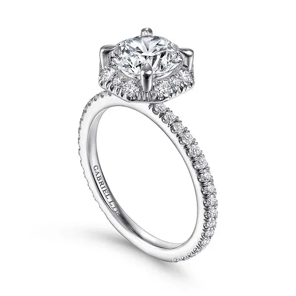 Octagonal Halo Round Diamond Engagement Ring Mounting
