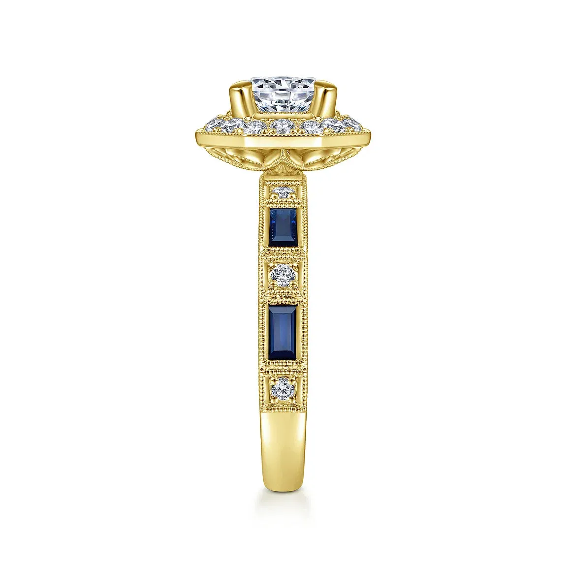 Octagonal Halo Sapphire and Diamond Engagement Mounting