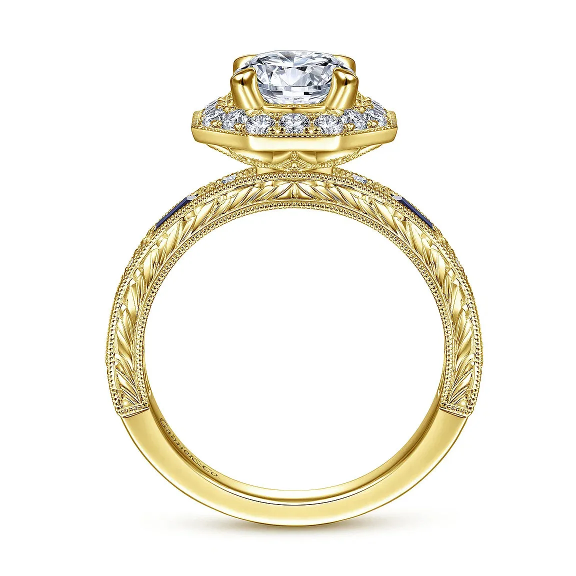 Octagonal Halo Sapphire and Diamond Engagement Mounting