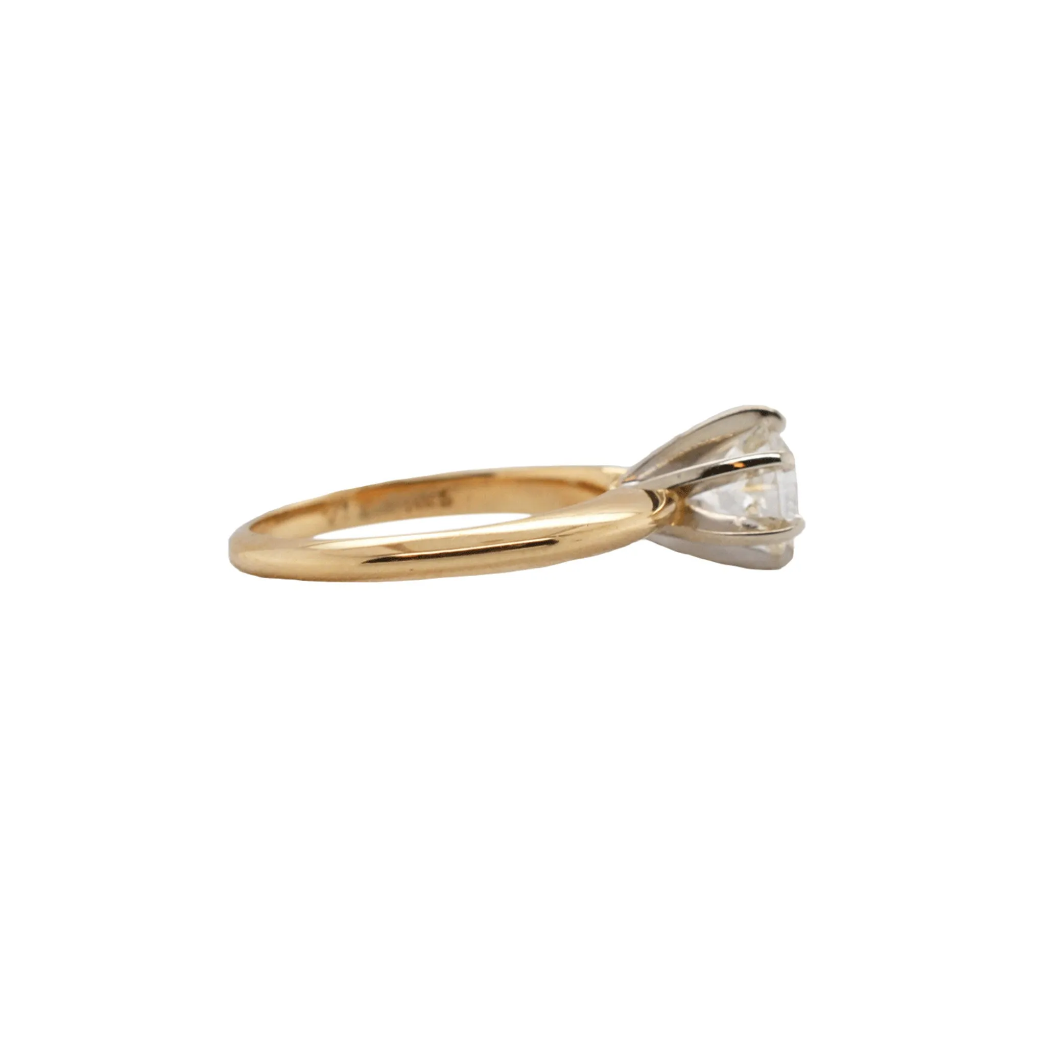 Old European Cut Diamond Solitaire Yellow & White Gold Ring