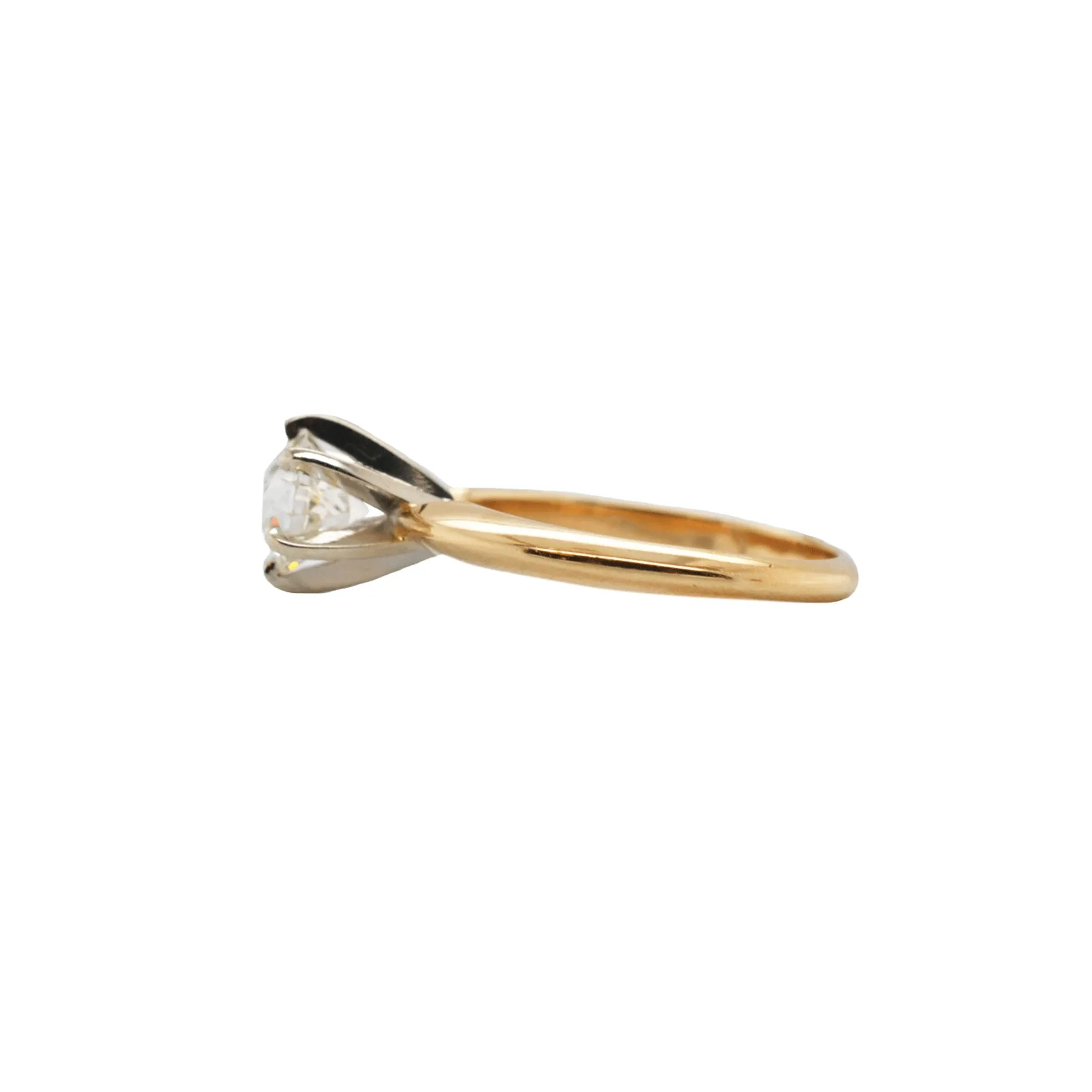 Old European Cut Diamond Solitaire Yellow & White Gold Ring