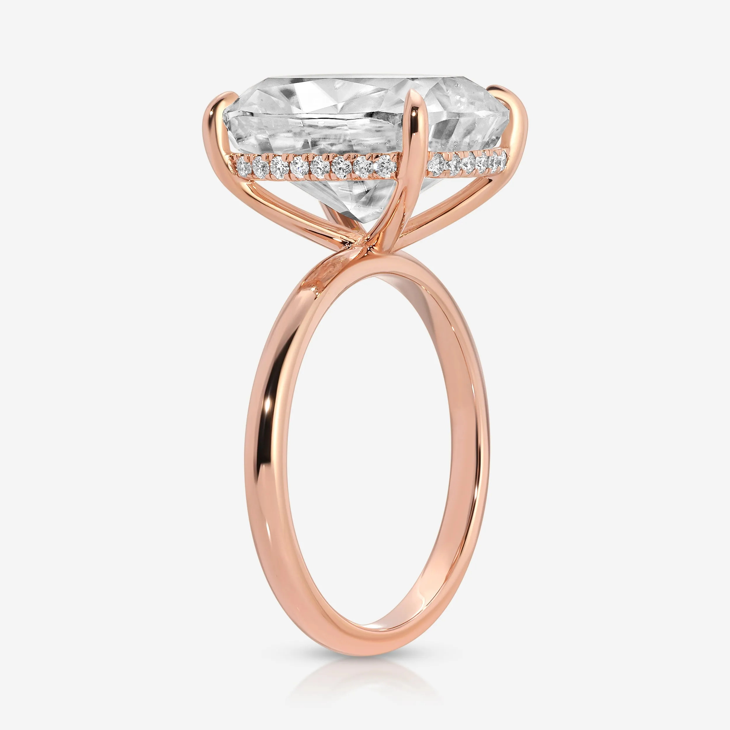 Olivia Flush (8.5ct) Cushion Moissanite Ring ( ) Hidden Halo