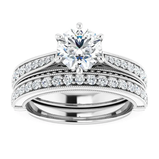 One Carat Round Moissanite Vintage Ring
