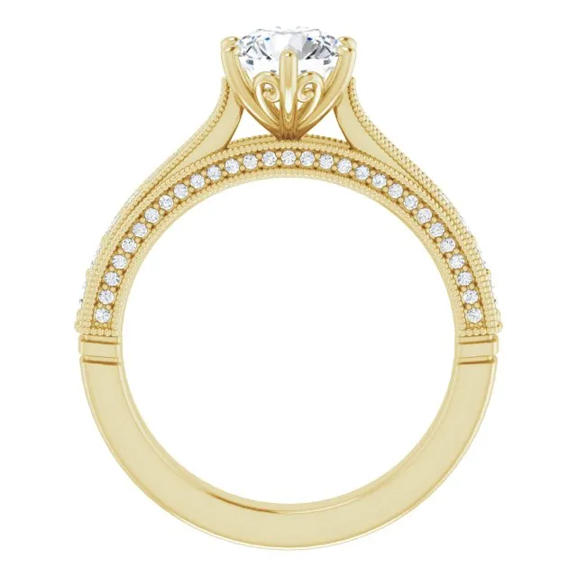 One Carat Round Moissanite Vintage Ring
