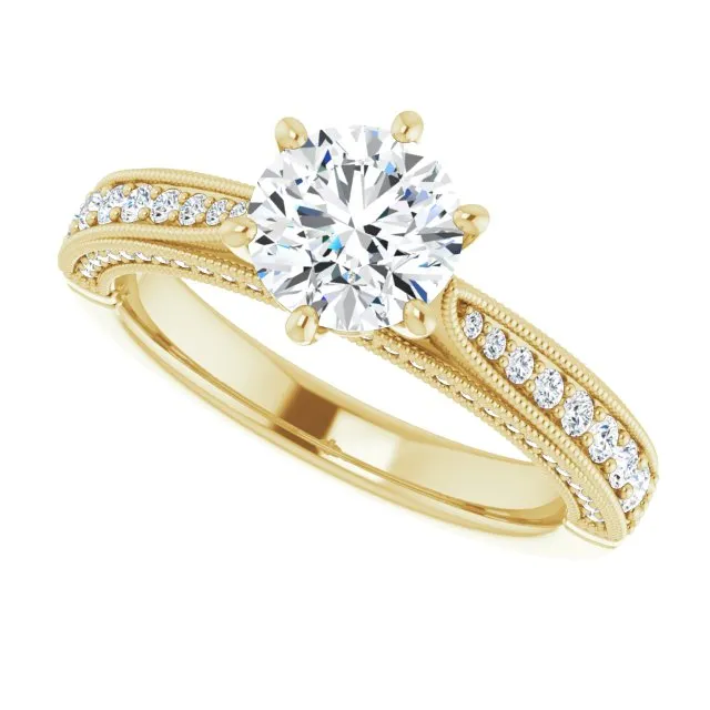One Carat Round Moissanite Vintage Ring