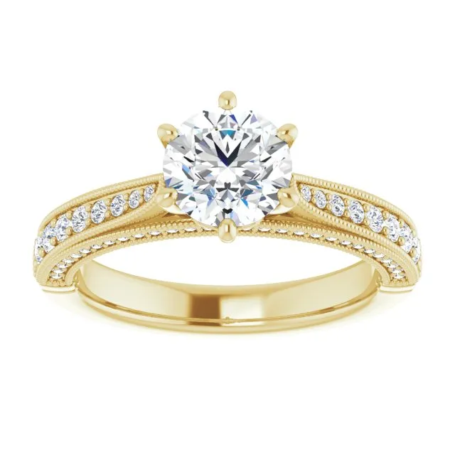One Carat Round Moissanite Vintage Ring
