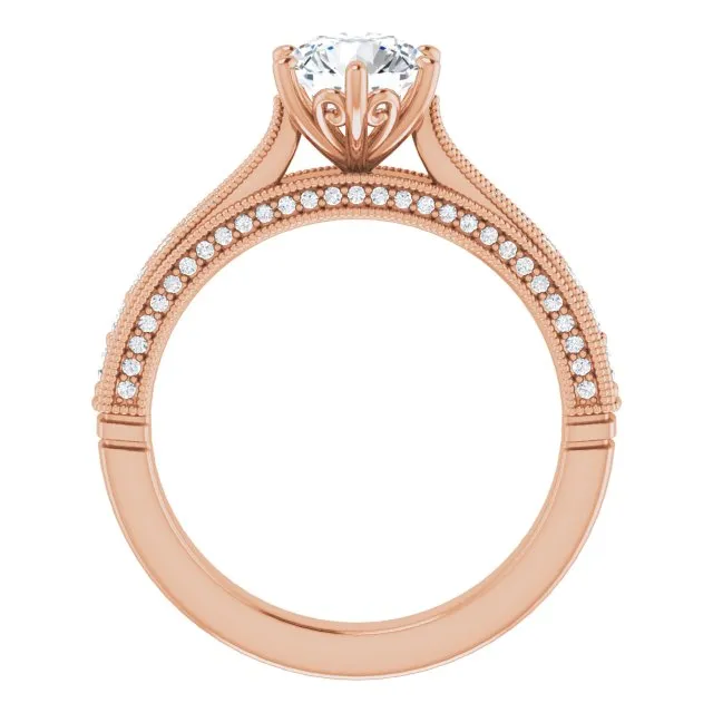 One Carat Round Moissanite Vintage Ring