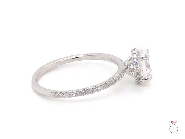Oval Brilliant Diamond Hidden Halo Engagement 18K Ring Center 0.71 ct F, VS1 GIA