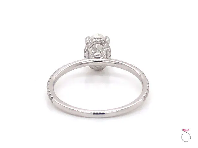Oval Brilliant Diamond Hidden Halo Engagement 18K Ring Center 0.71 ct F, VS1 GIA