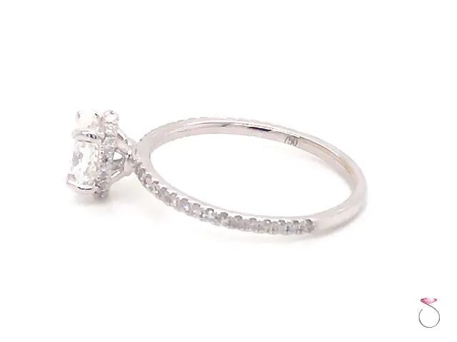 Oval Brilliant Diamond Hidden Halo Engagement 18K Ring Center 0.71 ct F, VS1 GIA