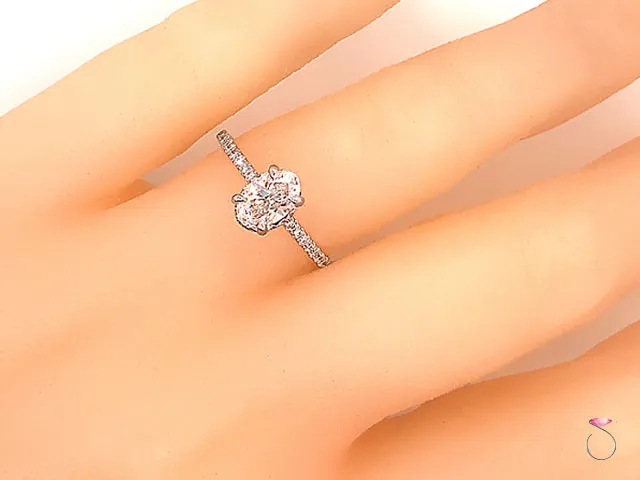 Oval Brilliant Diamond Hidden Halo Engagement 18K Ring Center 0.71 ct F, VS1 GIA