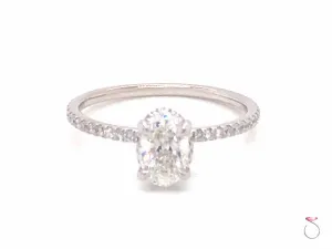 Oval Brilliant Diamond Hidden Halo Engagement 18K Ring Center 0.71 ct F, VS1 GIA