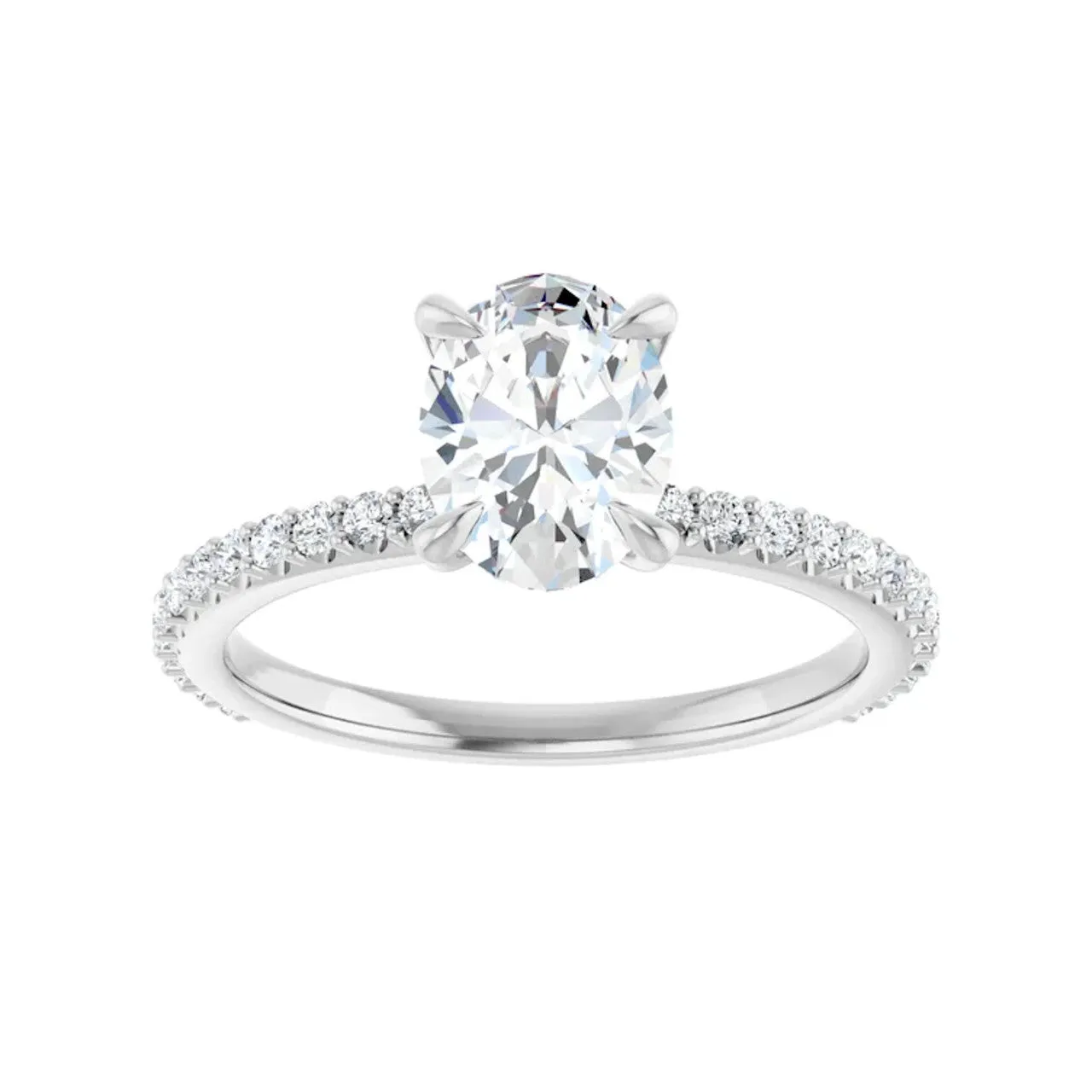 Oval Diamond Accented Engagement Ring with Hidden Halo
